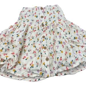 Cat & Jack Girls' Cream Floral Print Tiered Button-Down Skirt - Size XS - NWT